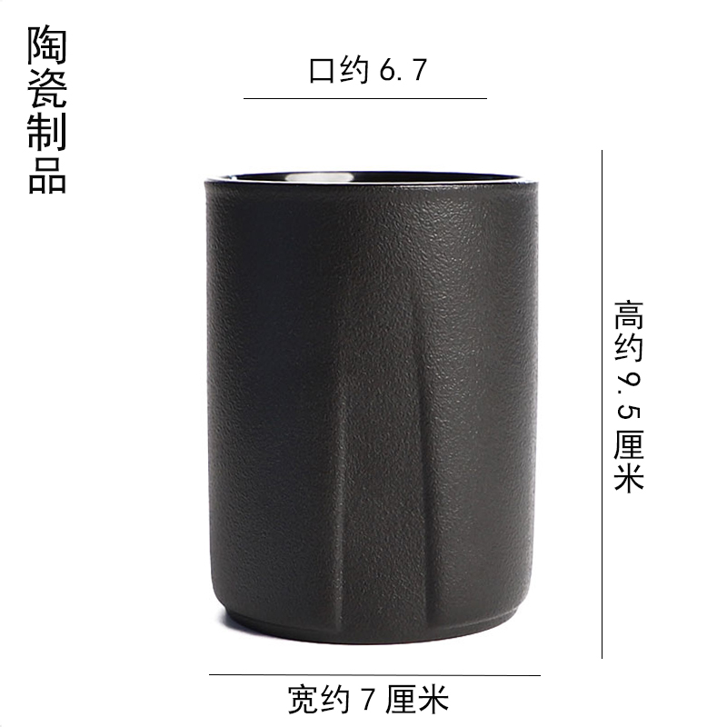 茶道六君子陶瓷茶筒木茶夹子功夫茶具零配件茶艺套组茶刀笔刷 四色黑