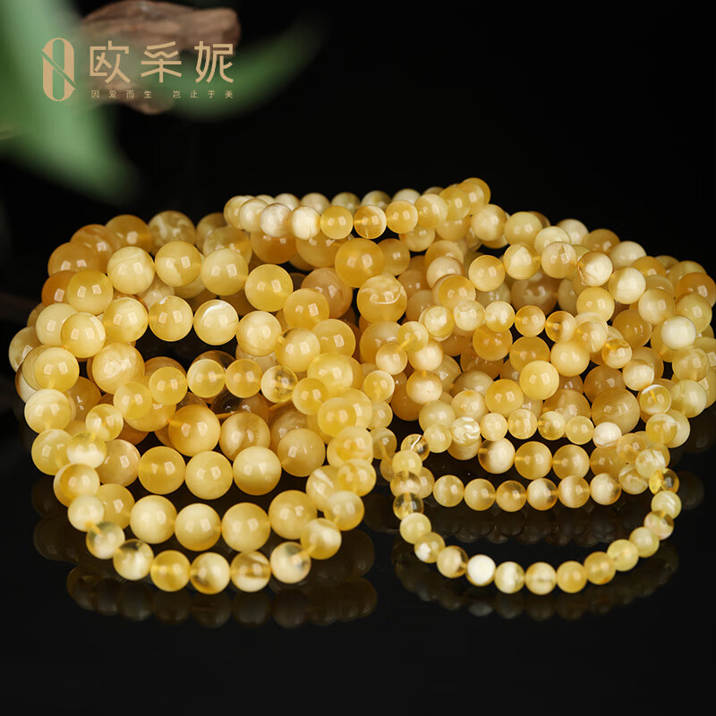欧采妮蜜蜡手串天然无烤金绞蜜俄料妖花白花佛珠文玩手链送老婆妈妈礼物 11-11.5mm