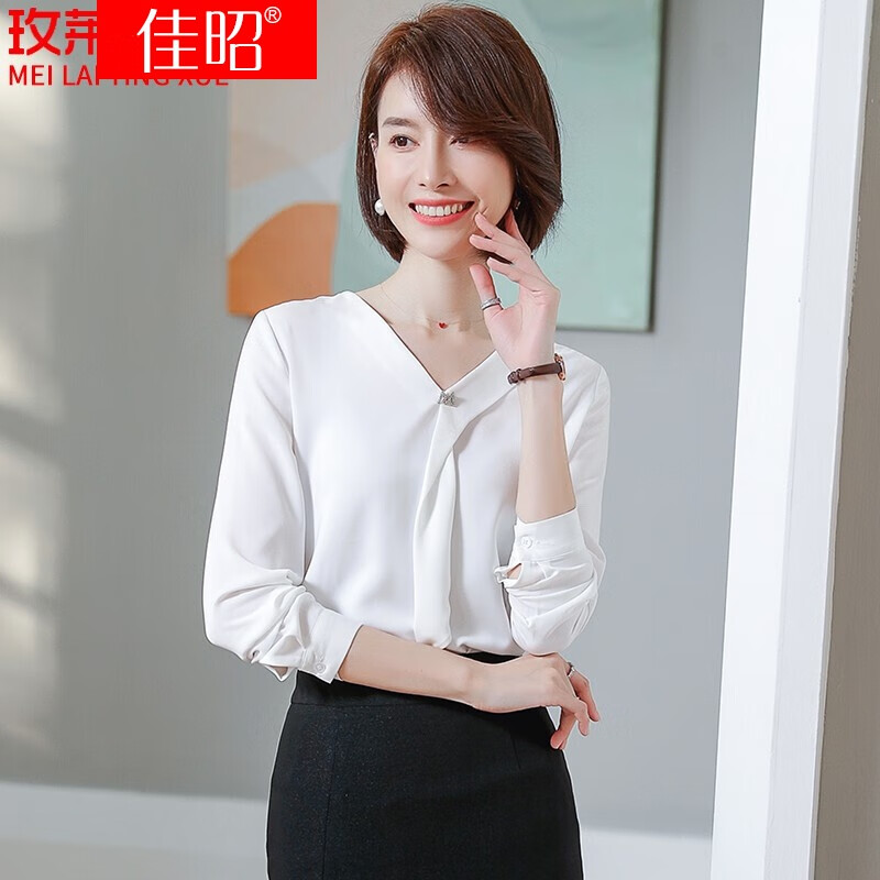 飘带衬衣早春季新款长袖女士打底衫时尚气质修身商务正装白领工作服女