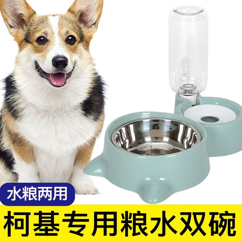 哇米柯基狗盆狗碗双碗自动饮水食盆狗狗水碗防打翻饭盆宠物用品 狗狗