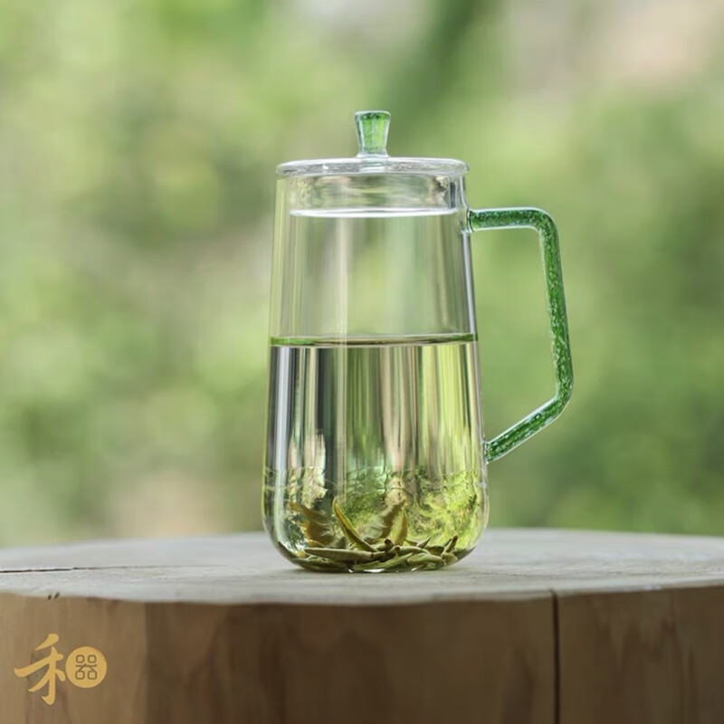 禾器·炫彩禾器玻璃青霓杯办公室泡茶杯水杯带盖绿