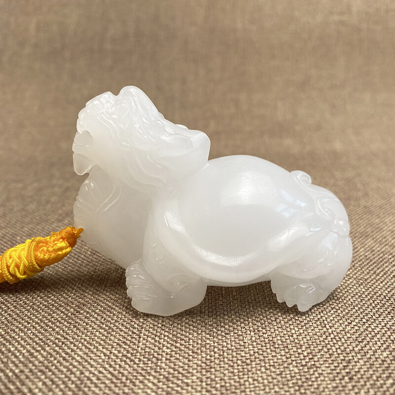 兮娇新疆和田玉白玉籽料龙龟手把件男款文玩把盘玩件立体雕刻玉石摆件