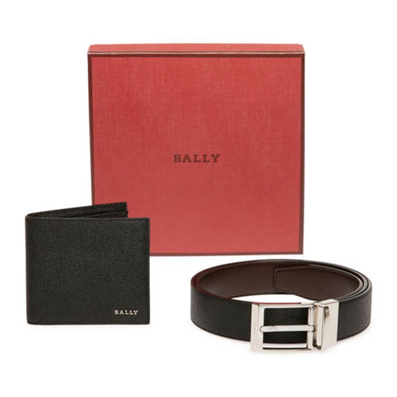 巴利(bally)新年礼物 送男友 送老公钱包腰带礼盒男  潮流针扣皮带