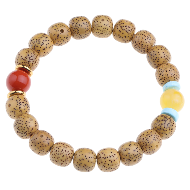 豆蔻時(shí)光精品10x9mm黃金籽星月菩提手串南紅瑪瑙蜜蠟綠松佛念珠手鏈男女款