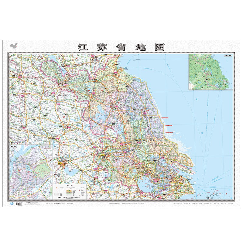 2023年新 江苏省地图 覆膜防水 政区