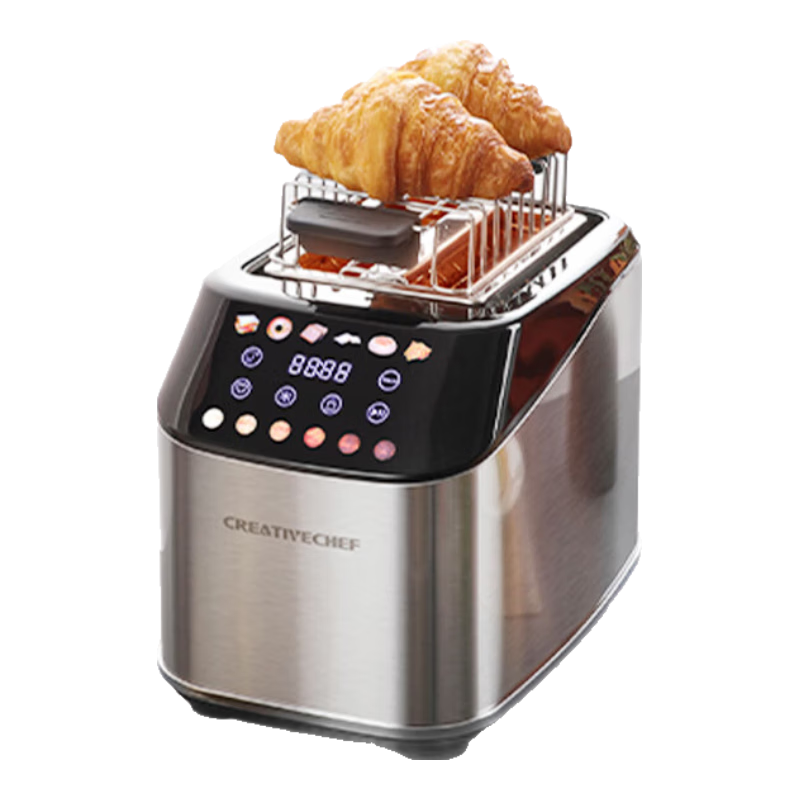 Creativechef面包機 多士爐 烤面包機家用小型烤吐司機多功能全自動烤面包片三明治早餐機 【烤面包機】雙面6擋烘烤+配防塵蓋