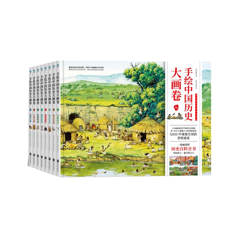 手绘中国历史大画卷（全8册 包含王羲之兰亭集序手稿套盒）