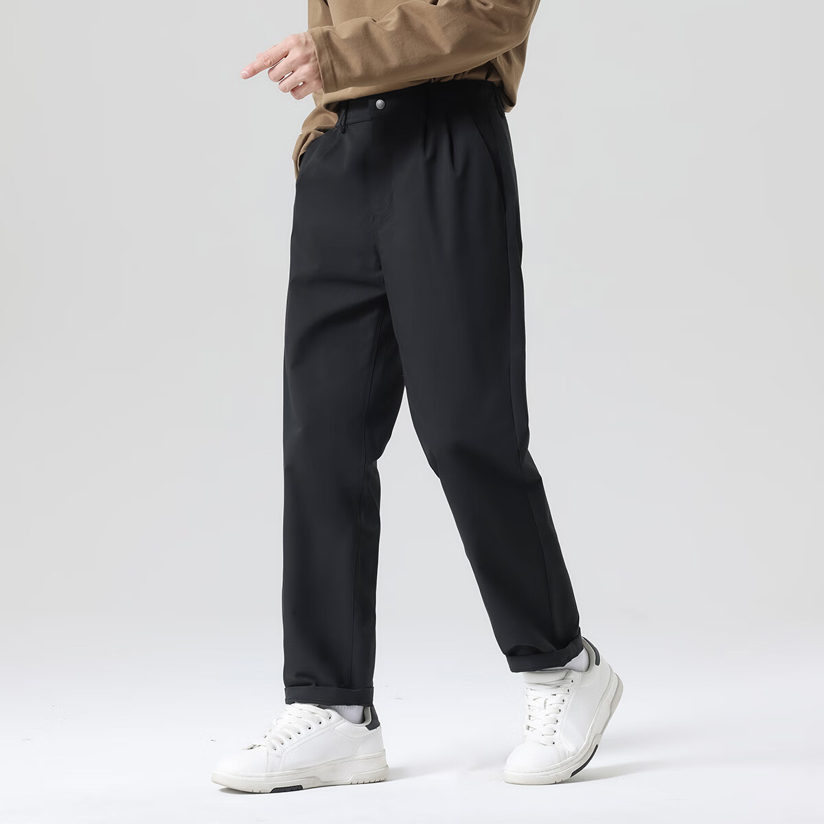 布衣传说 抗皱超仿棉 春秋款休闲裤子男士宽松百搭锥形长裤子男裤 卡其 34