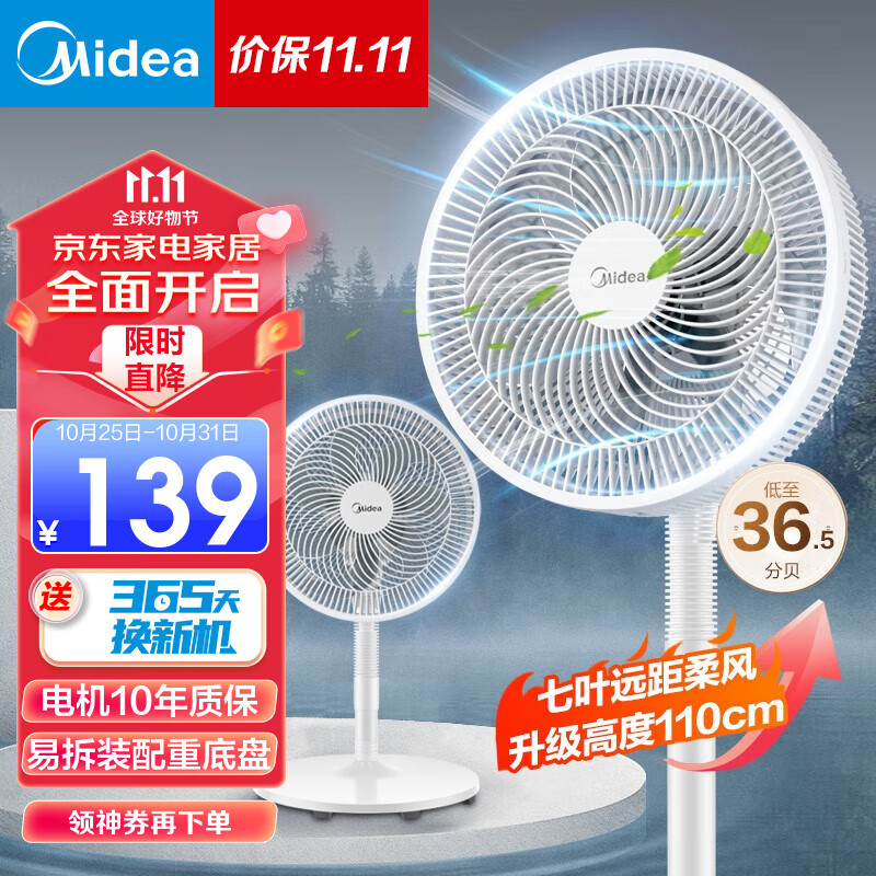 美的（Midea）电风扇 家用风扇 落地扇 立式轻音节能强风电扇 宿舍降温循环柔风自然风桌面小风扇 5/7叶遥控可选 【7叶台立两用】30AC属于什么档次？