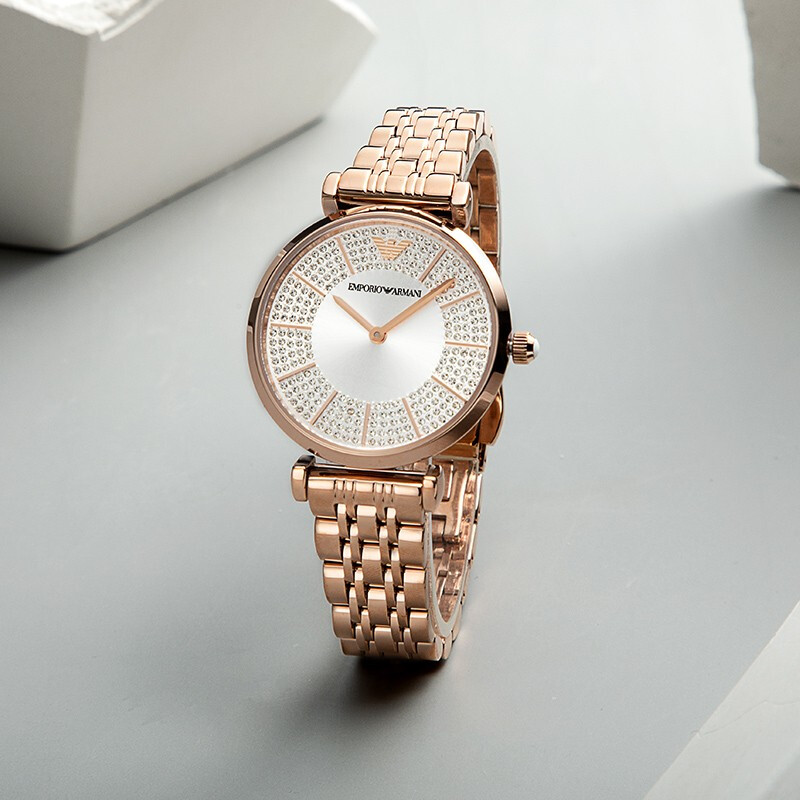 安普里奥·阿玛尼(emporio armani)手表女满天星钢带石英镶钻女士腕表
