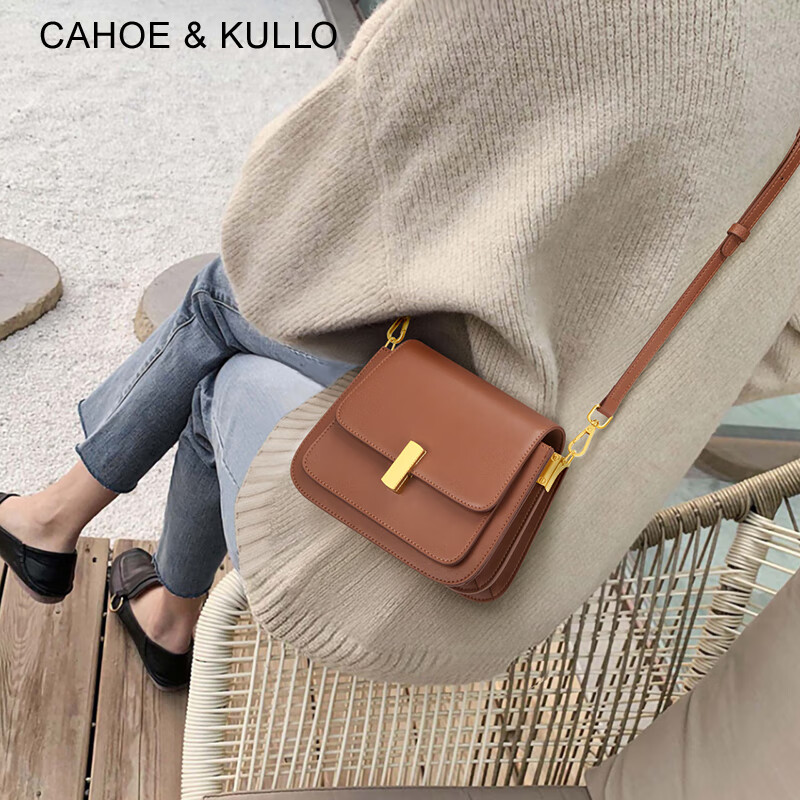 CAHOE KULLO包包女包2025新款女士斜挎包轻奢侈单肩包风琴包马鞍包新年礼物 棕色-ck女包生日礼物送女友送老婆 秋冬季实用走心高级感送闺蜜