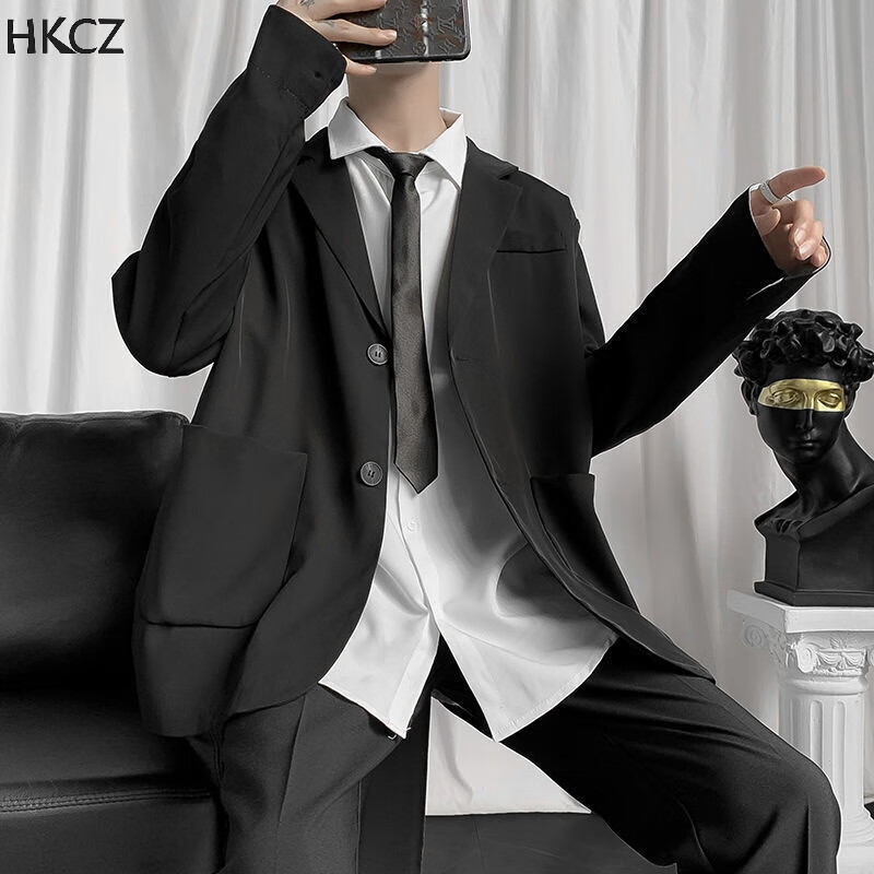 hkcz新品dk西装外套男痞帅炸街休闲西服男秋季韩版潮流百搭dk制服学生