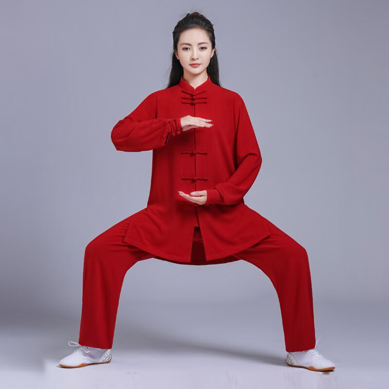 柏龄太极服收腰加长款练功服太极拳表演服弹力珍珠麻垂感好密度高