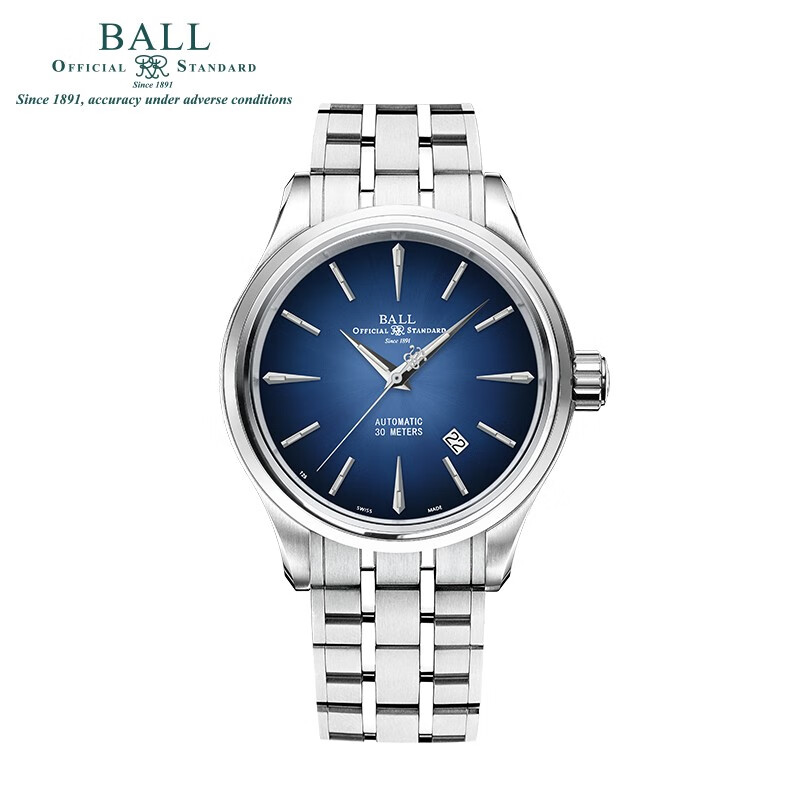 波尔(ball)铁路传承系列904l精钢表带14支微型气灯nm9080d-s1j蓝盘