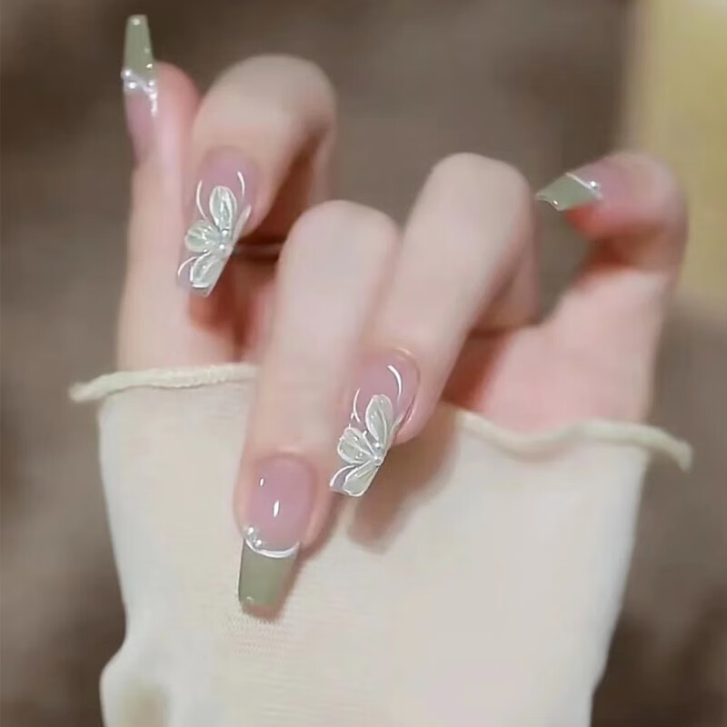 孜甲花新款穿戴甲纯欲假指甲贴片自粘可拆卸美甲成品孕妇甲片长短款