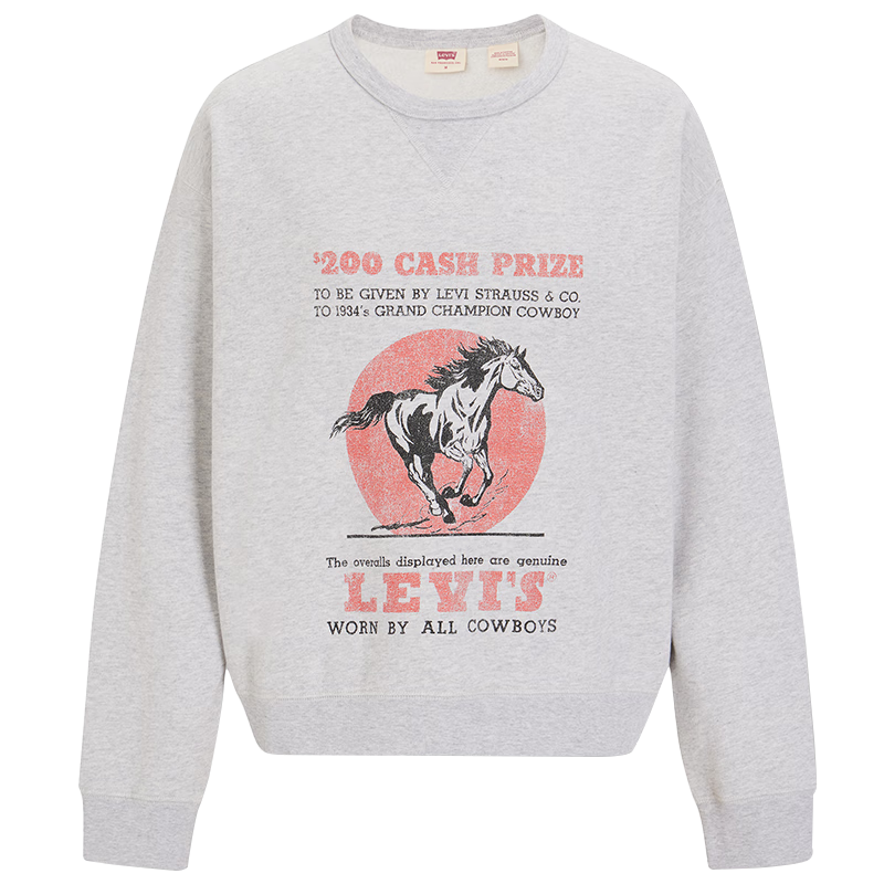 Levi’s【商場(chǎng)同款】李維斯女士加絨衛(wèi)衣美式復(fù)古百搭 灰色 A7288-0016 S