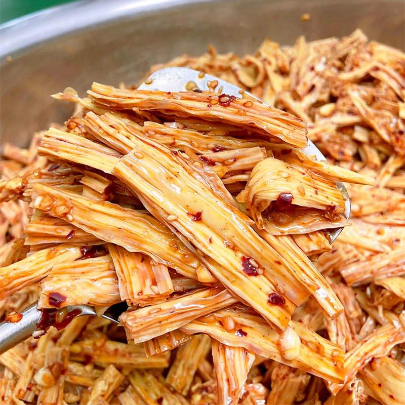 湖南平江小吃手工麻辣休闲零食香辣腐竹即食豆皮豆干卤味熟食 香辣