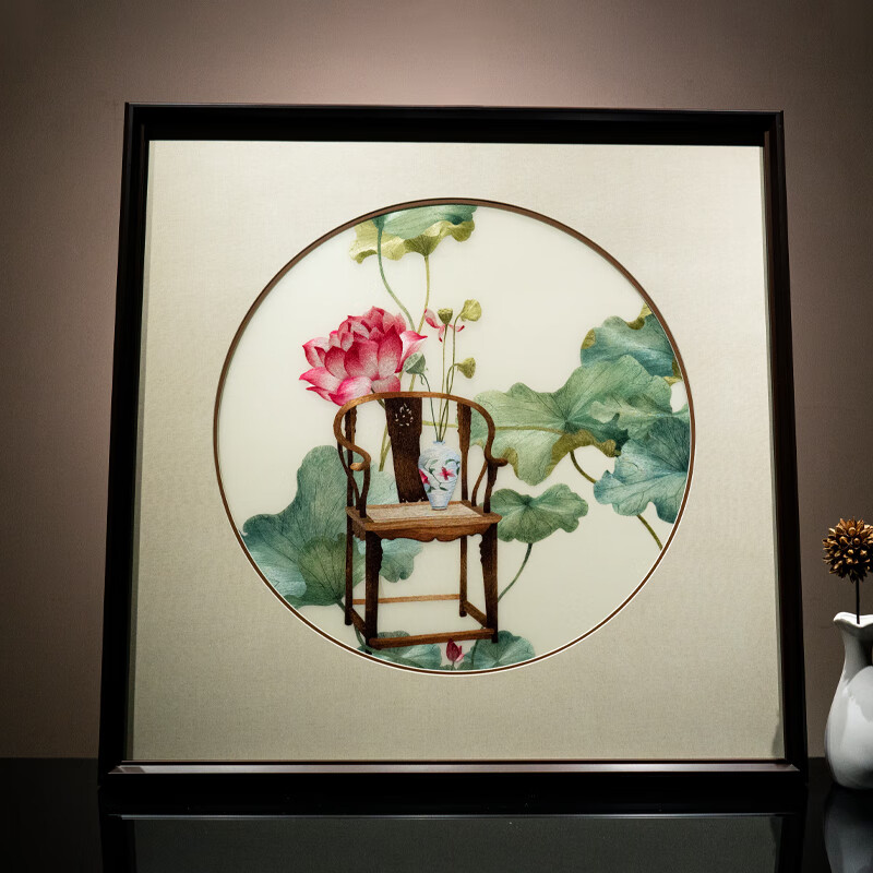 逸福瑞精品苏绣挂画60尺寸精致做工鸿运当头玄关新中式 暗香浮动 外85