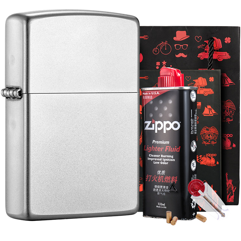 之宝Zippo打火机礼盒套装锻纱205TZ套装这款型号的火机正面就不带zippo标识的嘛？