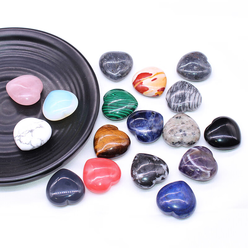 兴颖水晶原石摆件心形石头孩子玩耍矿石宝石装饰造景科普 粉晶爱心3