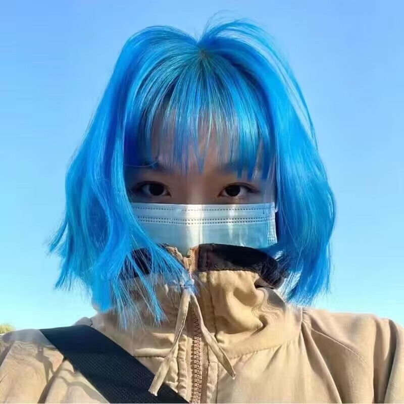 首品湖泊蓝染发剂2024流行色男女自己在家染蓝灰色宝石蓝雾蓝色不伤发