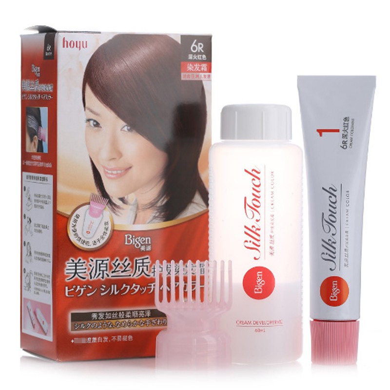 美源（Bigen） 日本Bigen美源丝质护发染发霜遮盖白发一梳黑黑发霜染发剂焗油膏 6R深火红色