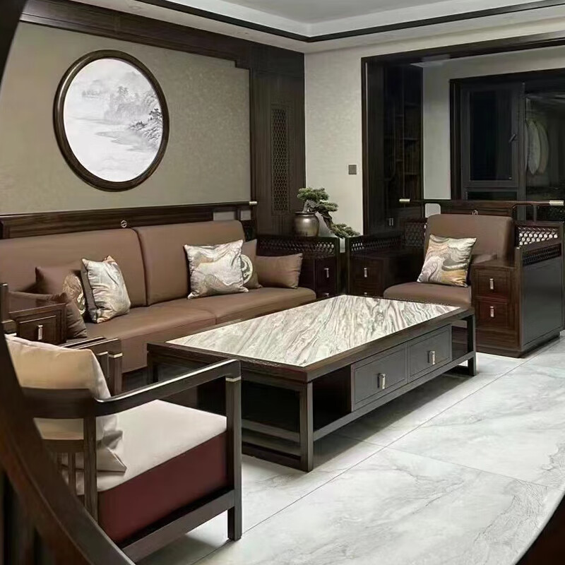 一米风新中式白蜡木实木沙发 扶手储物客厅沙发组合 (白蜡木)单人位