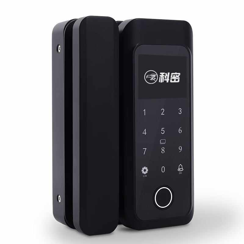 科密 办公室密码锁玻璃门指纹锁 公司门禁锁密码锁 单双开门免开孔com