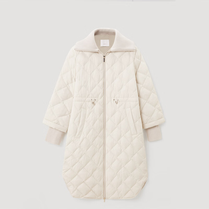 OVV秋冬热卖女装拼接收腰长款白鹅绒羽绒服 米白（净色）A3 S
