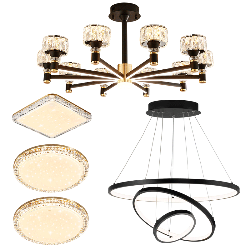 雷士照明（NVC）美式轻奢现代轻奢客厅灯灯臂发光具卧室餐厅大气吊灯灯饰套餐WHXD100W/G-01100016556367