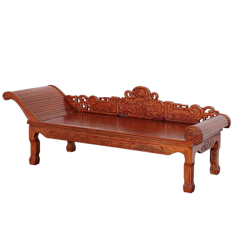 芝易贵妃榻沙发躺椅美人榻贵妃椅中式实木贵妃床榆木雕花仿古美人榻单