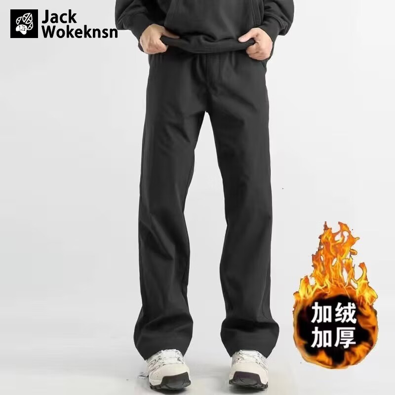 JACK WOKEKNSN狼爪云春秋宽松休闲裤直筒裤男女机能裤长裤运动裤子黑色防风冲锋 280g重磅黑色【官方品质】 L(110-125斤)