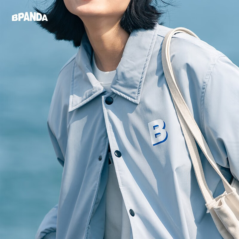 熊猫·本（ben.panda）棉服男潮牌翻领宽松休闲秋冬工装棉衣多穿情侣外套 灰蓝色（A款) 2XL