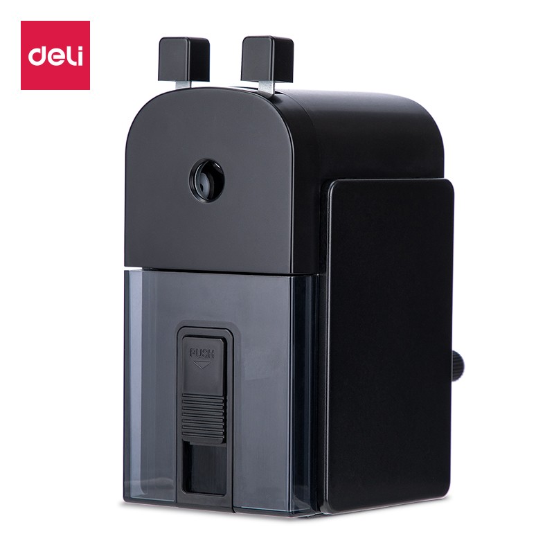 得力 (deli)学生手摇削笔机 美术铅笔削笔器/转笔刀 学生文具 黑色