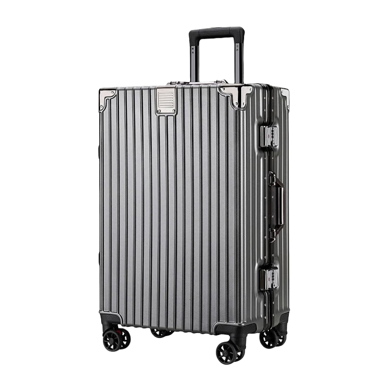 雪卡思（XUEKASI）皮箱行李箱大容量拉杆箱铝框旅行箱可坐人硬壳皮箱商务登机密码箱 深灰色【防撞包角+精美箱套】 26英寸 学生住宿/较大容量