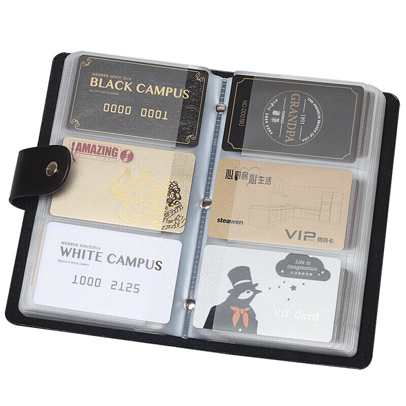 奥菲姆（OFLM）卡包女式96位卡片包 大容量牛皮商务多卡位名片夹男士卡套KB-96 黑色