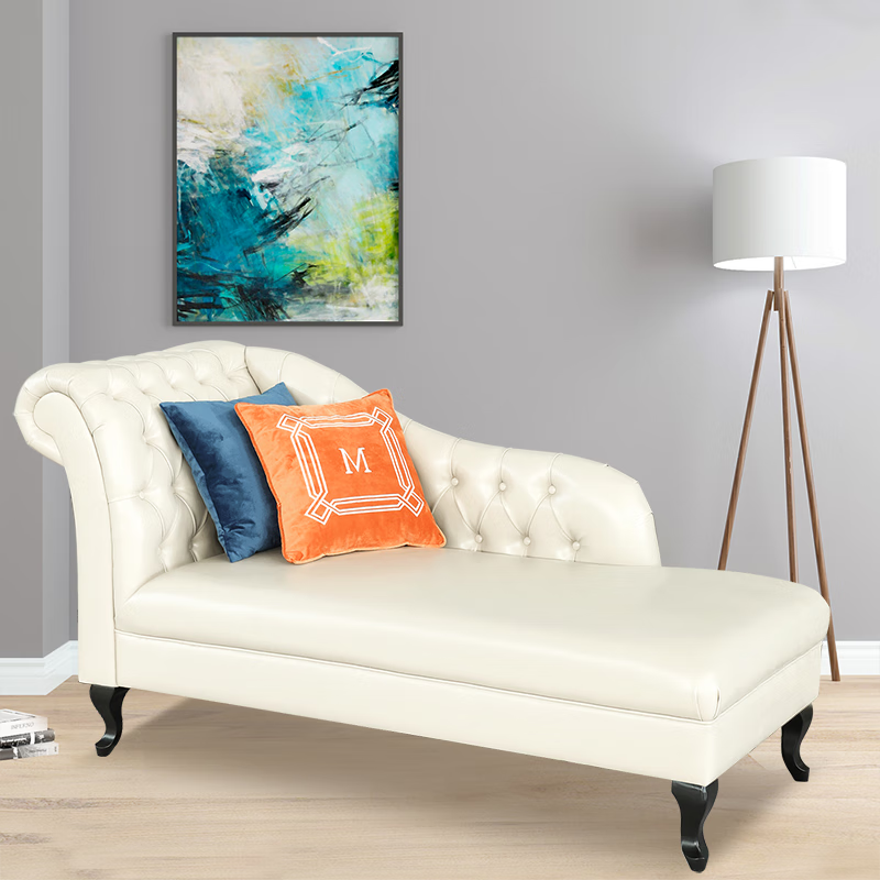 生态宜家贵妃沙发躺椅单人欧式椅客厅休闲榻卧室阳台牛皮美人 米色