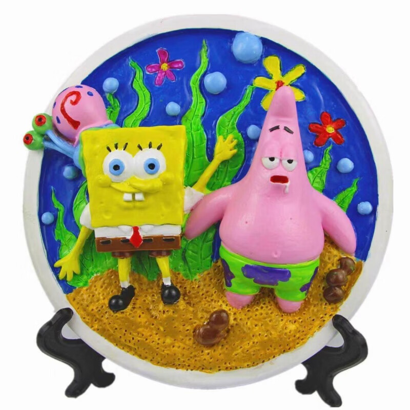 晴野儿童浮雕画diy石膏圆盘圆形3d立体绘石膏娃娃涂色白胚绘画 海绵