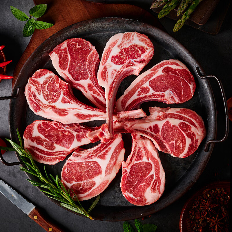 十里馋 羊大排  法式羊大排新鲜烧烤食材半成品内蒙古羊烧烤肉串 500g