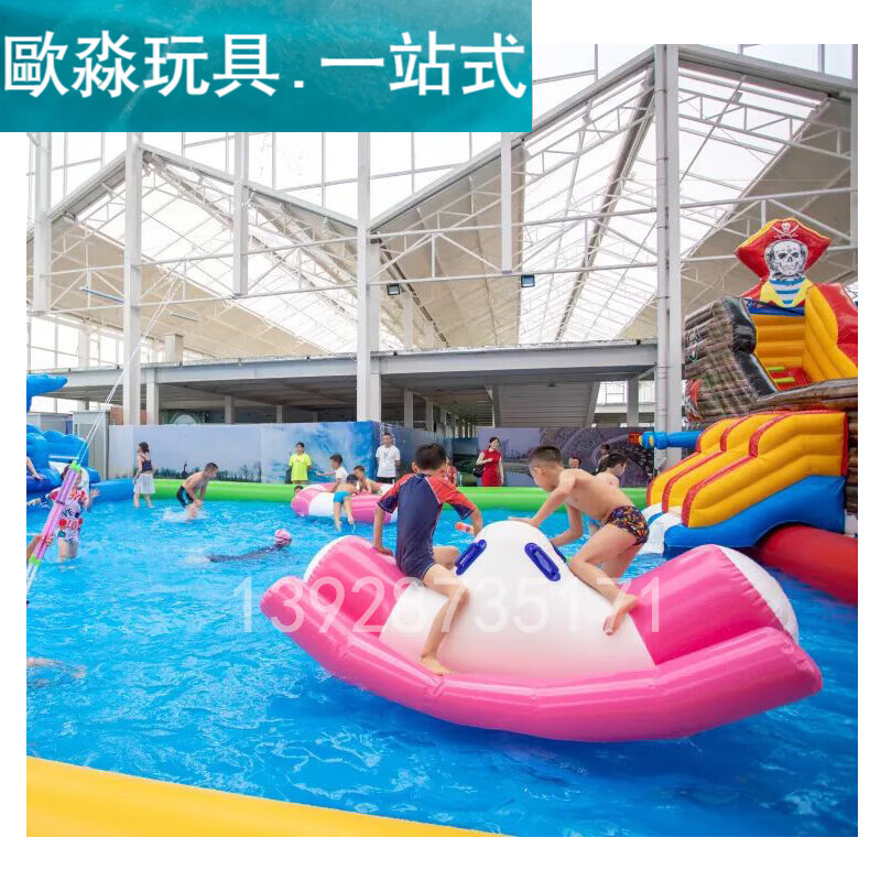 不舍天真水上乐园玩具充气跷跷板蹦蹦床游泳池漂浮物风火轮香蕉船三角