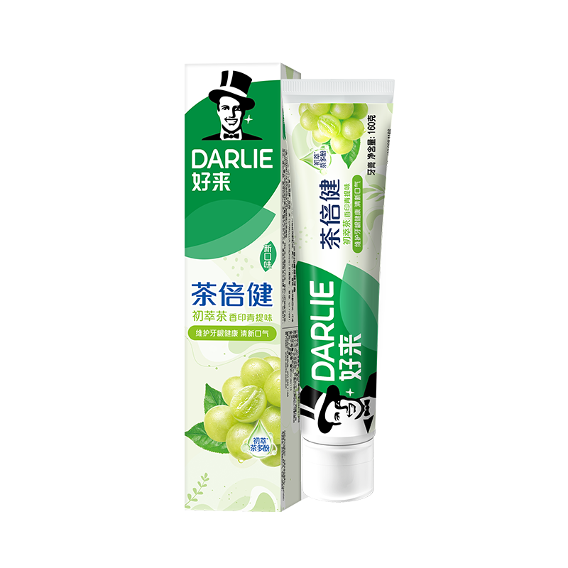 好来（DARLIE）(原黑人)茶倍健初萃茶青提味牙膏160g平衡口腔酸碱新旧包装随机