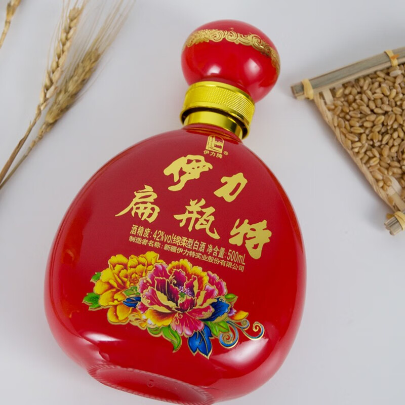 伊力特白酒整箱批发年货送礼新疆特产42度绵柔型伊犁扁瓶酒送礼礼盒 42度 500mL 1瓶 扁瓶特