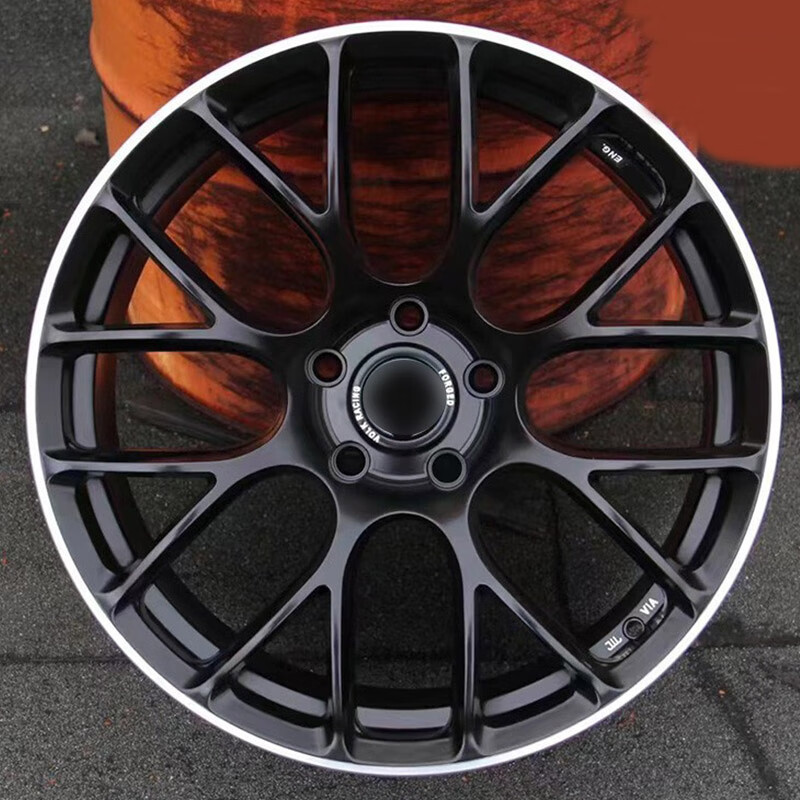 时尚钢圈适用于:速腾奥迪q5l迈腾探岳奔驰改装轮毂 黑色银边 15寸轮毂