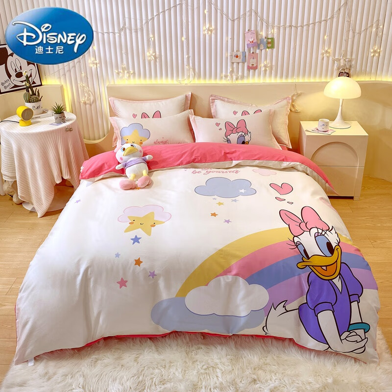 2米卡通印花床单被罩男女 彩虹黛西 1.2m床单款三件套