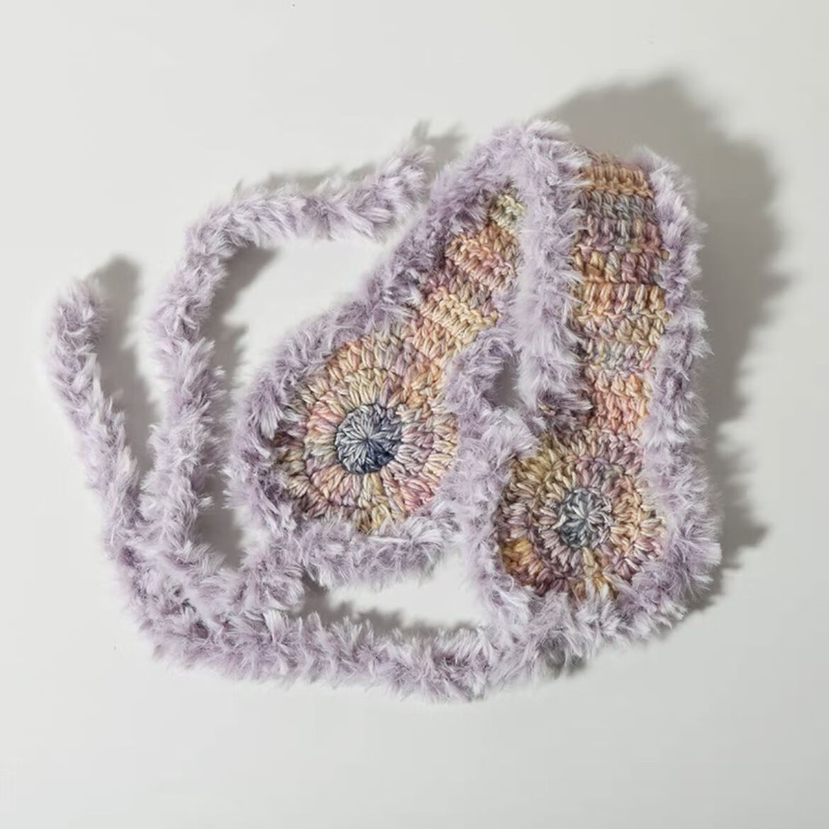 trtj绑带毛绒耳套渐变色针织毛线耳罩耳捂子保暖防冻冬季学生 渐变