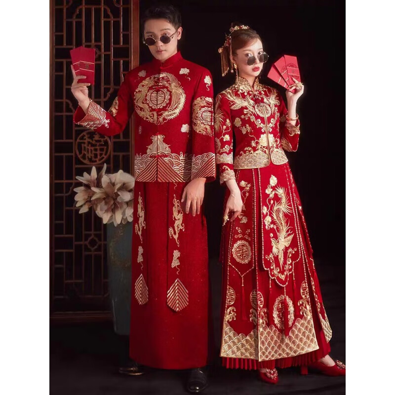 刘潮布秀禾服新娘2024新款中式婚纱w秀禾服新娘2024新款结婚中式婚纱