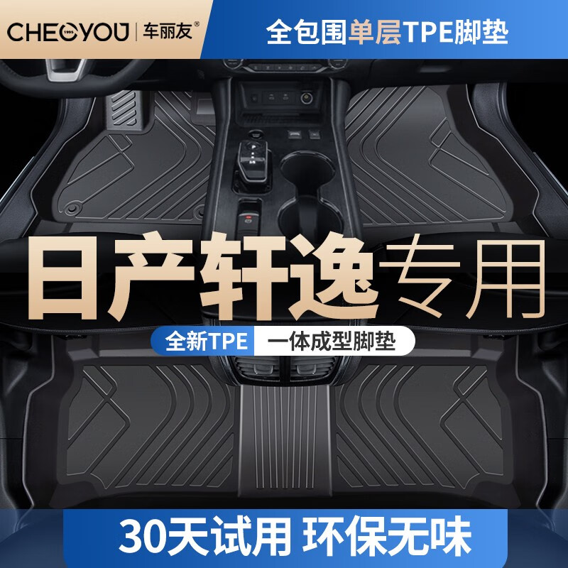 车丽友（CHELIYOU）专用于2024款日产轩逸脚垫全包围tpe经典14代地毯电车丝圈悦享版 单层TPE