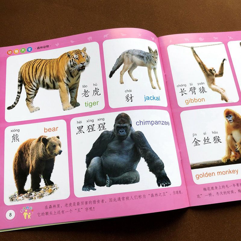 儿童看图认动物早教书 大图大字动物大全0-3-6岁幼儿识动物启蒙书