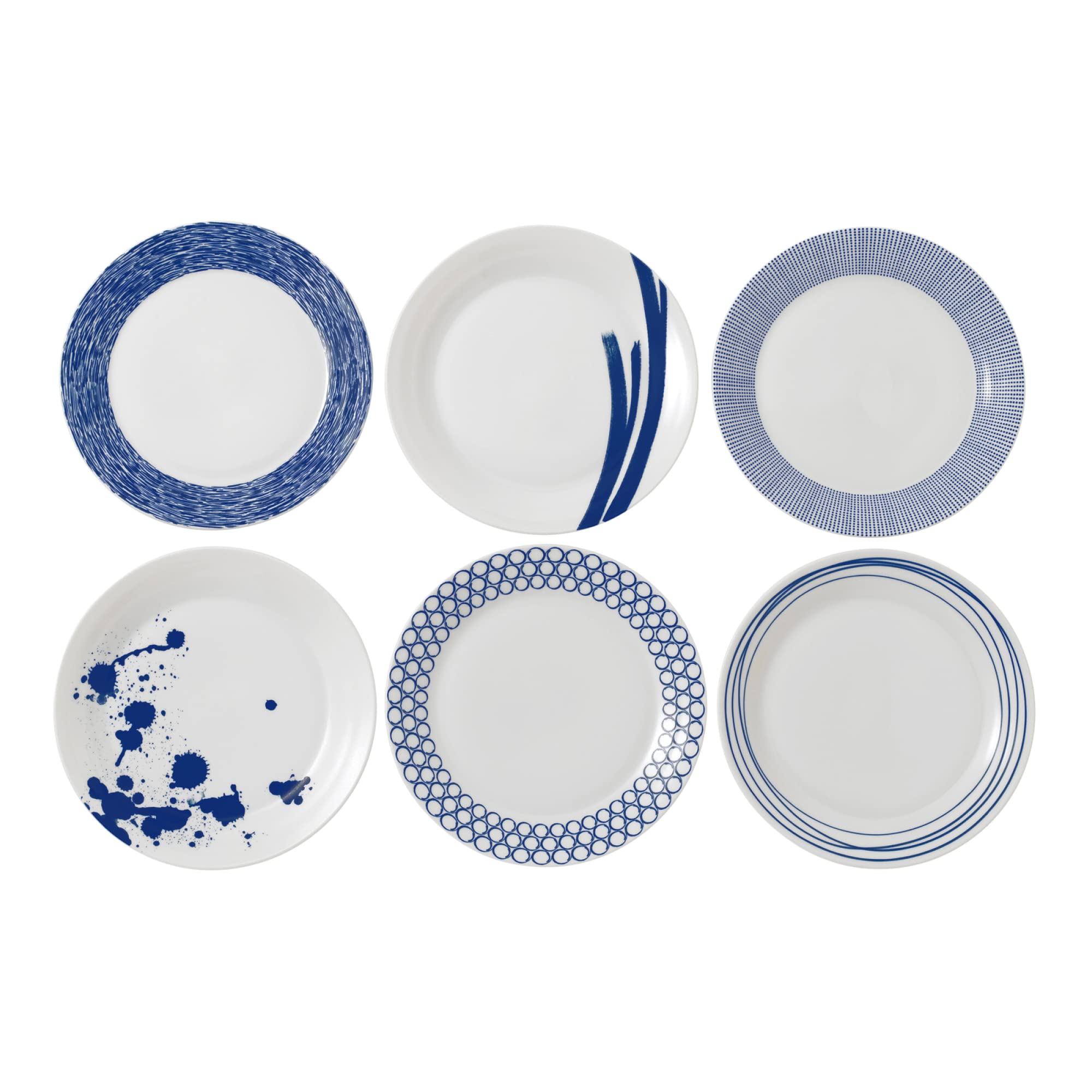 Royal Doulton 晚餐盤 耐用 29厘米 瓷質(zhì) 圓形 藍(lán)白色 6件裝