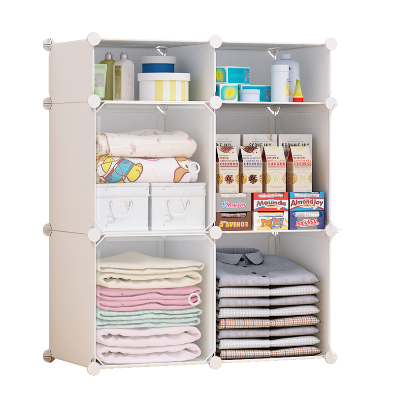 蔻丝衣服收纳柜子玩具整理箱简易衣柜收纳箱抽屉式组装置物架塑料简易衣柜组合储物柜子 普通 田字格 小格